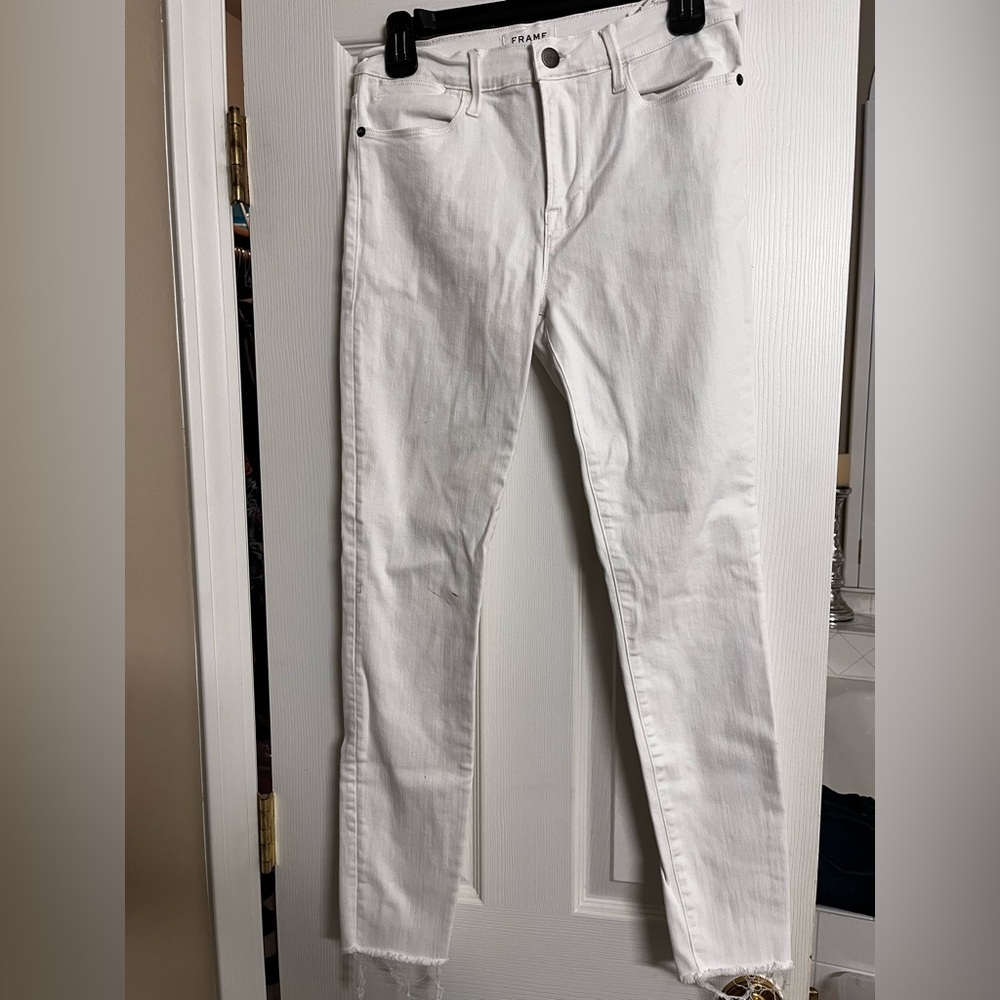 Frame Le High skinny White Jeans